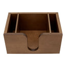 Wood Bar Caddy for Napkins, Straws, & Stirrers - Stained - Empty Front
