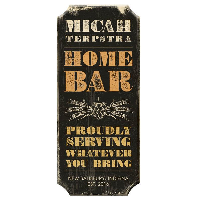 CUSTOMIZABLE Wood Plaque Sign - HOME BAR - Color Options