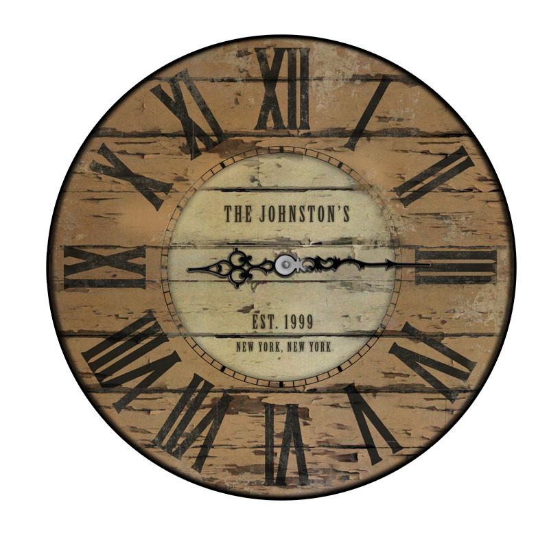 CUSTOMIZE - Rustic Wooden Clock - Family Theme - Multiple Sizes