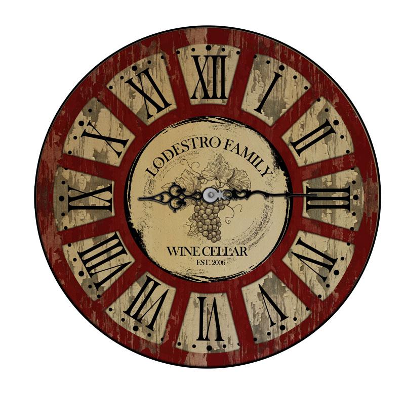 CUSTOMIZE - Rustic Wooden Clock - Wine Theme - Multiple Sizes