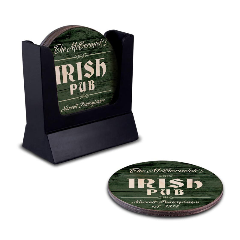 Customizable Wooden Coasters - Irish Theme - Round - Set of 4