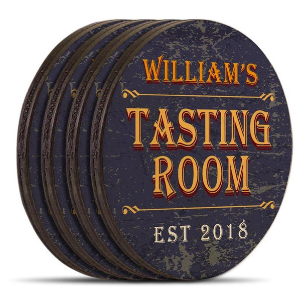 Customizable Wooden Coasters - Tasting Room - Round - Set of 4