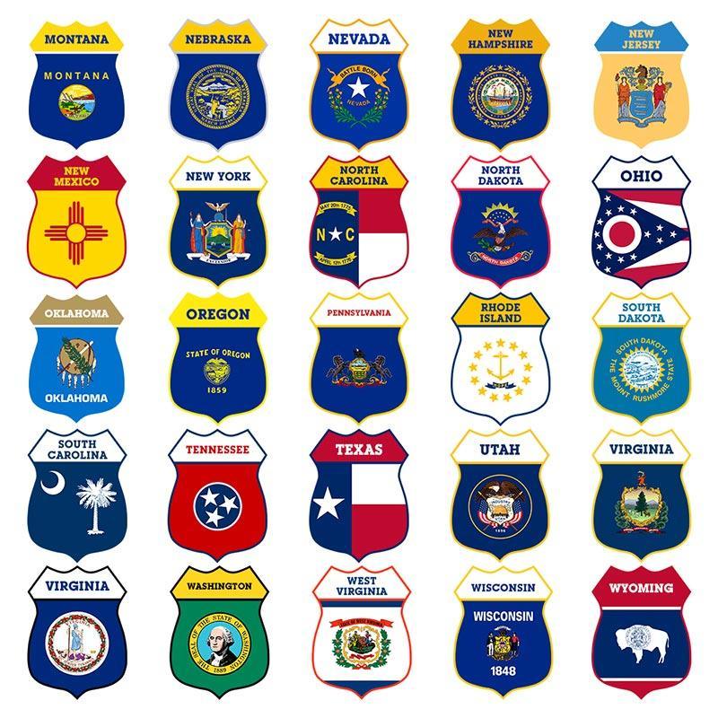 CUSTOMIZABLE Wood Shield Plaque - US State Flags - Every State Availab ...