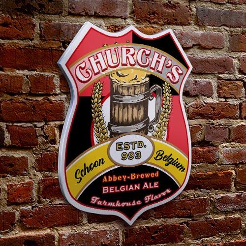 CUSTOMIZABLE Wood Shield Plaque - Heritage Beer Tavern Sign - Many Options Available - Two Sizes