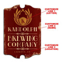Custom Tavern Shaped Wood Bar Sign - Brewing Company (Red)