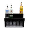 Wood Under Storage Liquor Shelves - 2 Tier - Black - Bottles Glasses Front