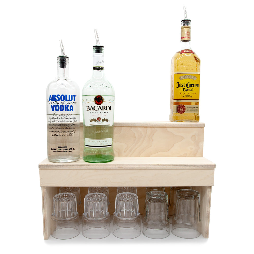 Wood Under Storage Liquor Shelves - 2 Tier - Natural (Multiple Sizes A ...