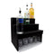 Wood Under Storage Liquor Shelves - 3 Tier - Black - Bottles Glasses Side