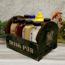 Irish Pub Wooden Condiment Caddy w/ Handle - Customizable