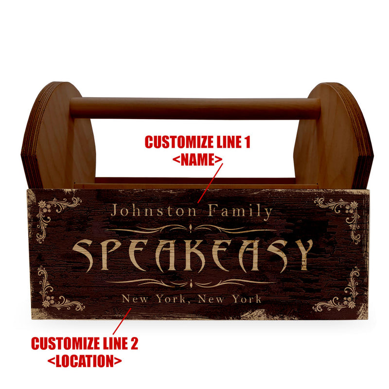Speakeasy Wooden Condiment Caddy w/ Handle - Customizable