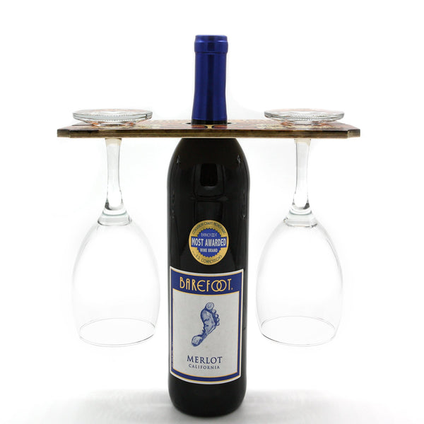 CUSTOMIZABLE WOODEN WINE GLASS CADDY - RUSTIC WOOD FAMILY