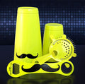 Mustache Bar Set - 4 Pieces - Neon Yellow