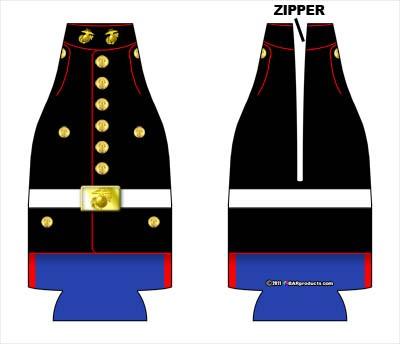 Zipper Style Bottle Coozie - Marine