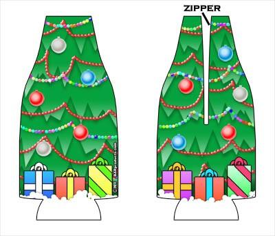 Zipper Bottle Coozie - Christmas Tree - Layout
