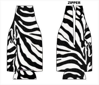 Zipper Style Bottle Coozie -Zebra Layout